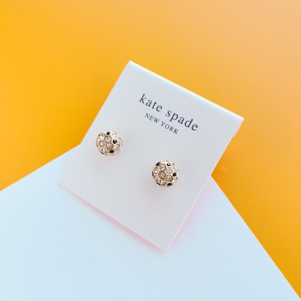 On The Ball Gold Black Multi Stud Earrings by Kate Spade - Picture 2 of 4